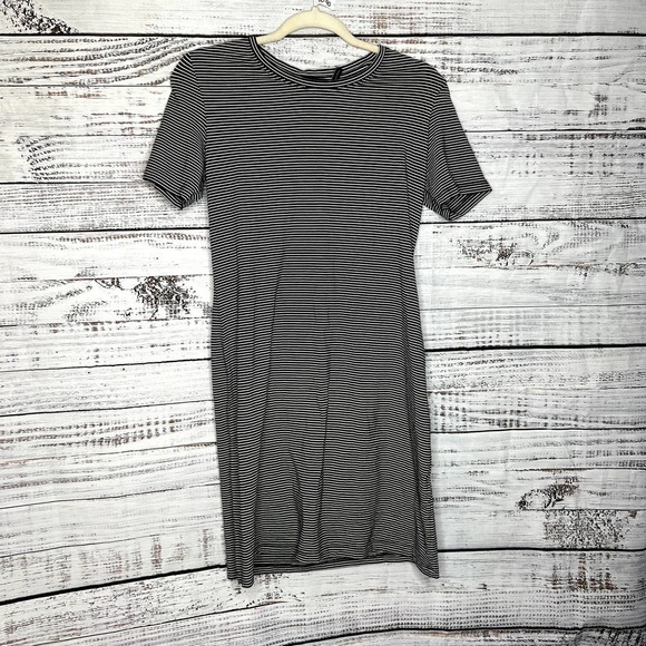Theory Short Sleeve T Shirt Dress Navy & White Stripes Med - Picture 1 of 3